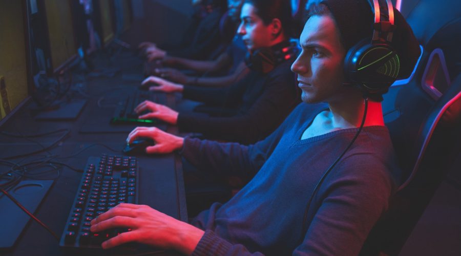 gamers with extended mouse pad