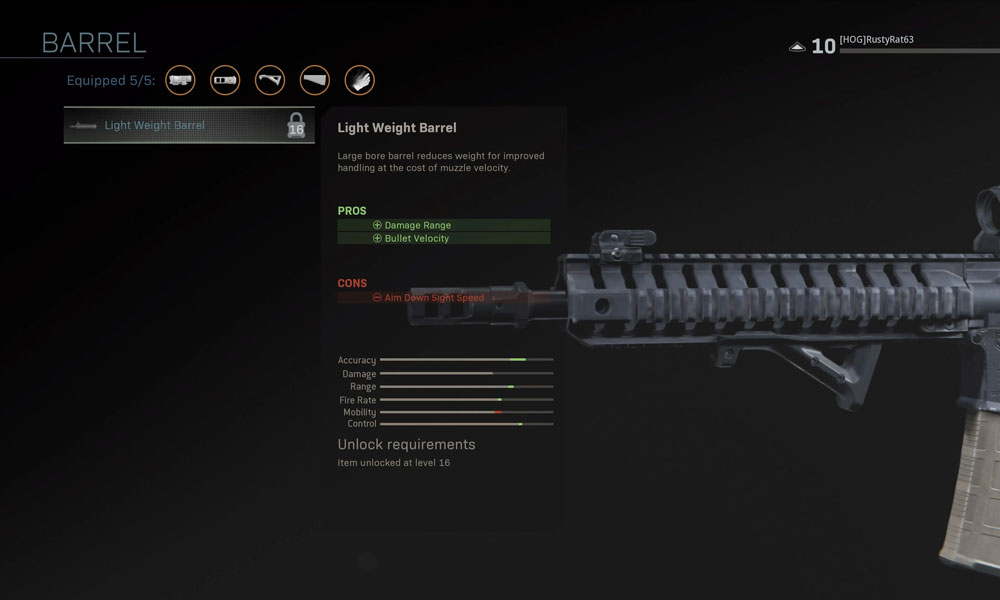 Light Weight Barrel​ call of duty