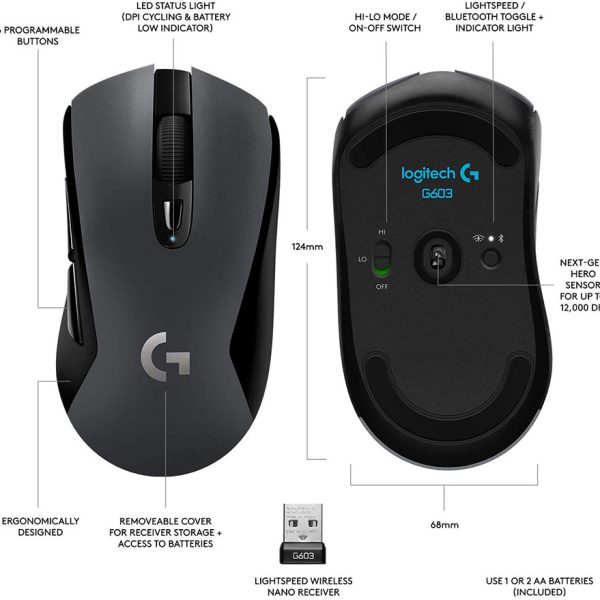 Logitech G603 specs