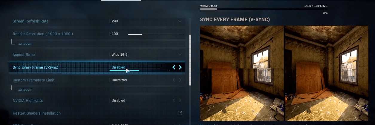 modern warfare v-sync crash